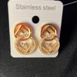 Gold bling circle  Stainless Steel Earrings